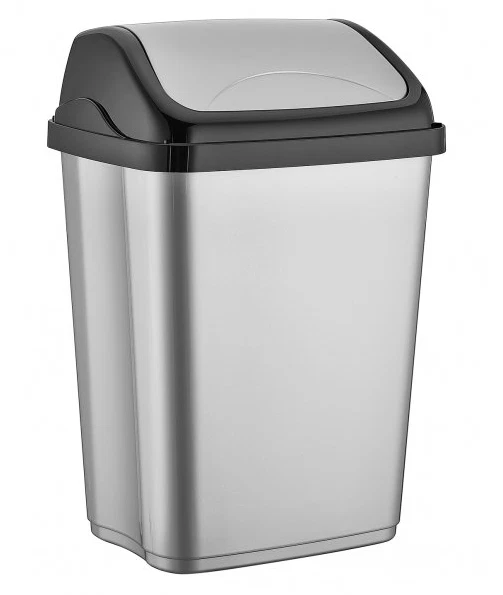 10 Liter Mülleimer Mit Schwingdeckel - Grauer Abfalleimer Für Bad & Küche