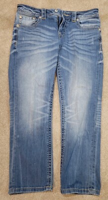 Miss Me Jeans Womens 27 Light Blue Denim Pants. Low Rise Boyfriend Capri. E/C 