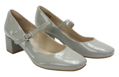 CLARKS Chaussures Femme EU 40 / UK 6.5 Boucle Talon Bloc Gris Bas Brillant - Photo 1/4