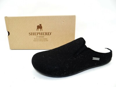 Shepherd 34-67851 CHRIS Hausschuhe Schwarz Pantoletten Slipper Wolle Gr.39