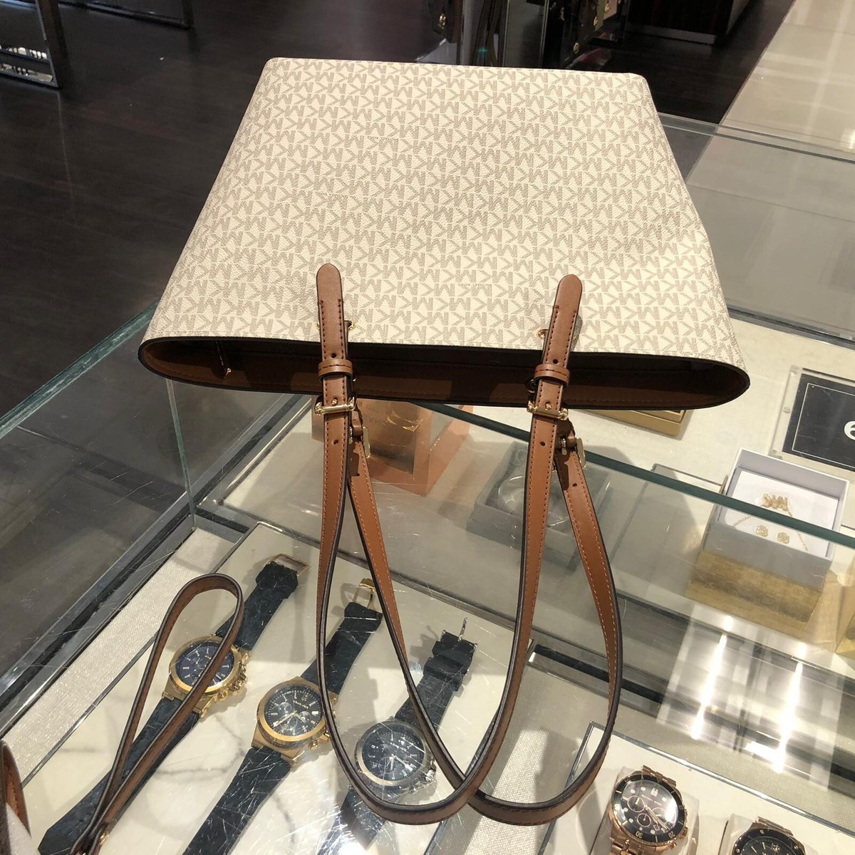 MICHAEL KORS JET SET TRAVEL MEDIUM DOUBLE POCKET TOTE SHOULDER BAG  