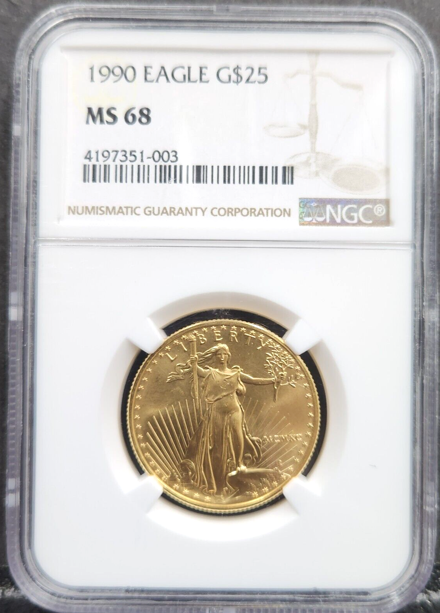 1990 $25 Gold American Eagle 1/2oz. Gold MS 68 NGC Low Mintage Key