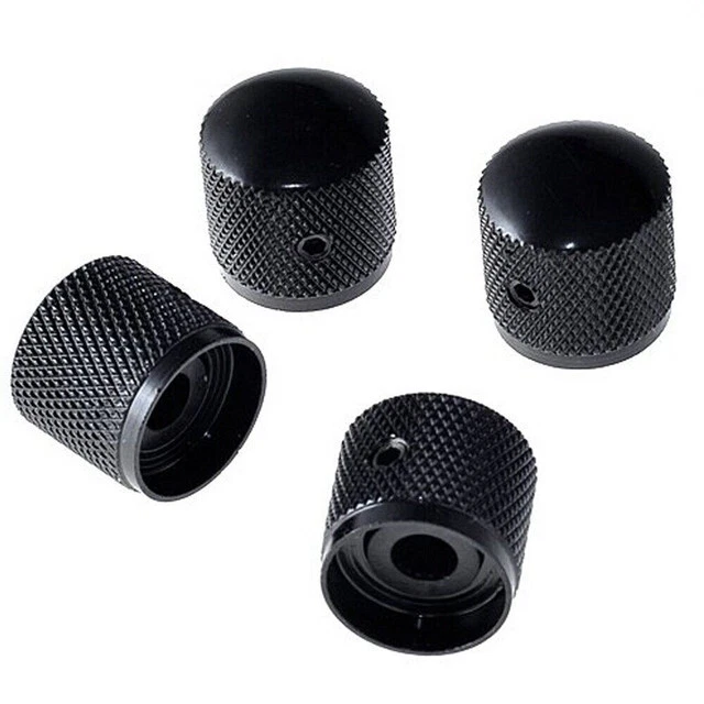 4x Metal Volume Tone Control Knob Electric Guitar Bass Dome Knobs Set 6mm Black - Image 2 of 4
