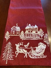 Fabulous red  white Santa table runner nwot 72" long