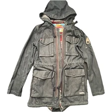 Moose Knuckles Mens Dark Denim Hooded Jacket Size XS