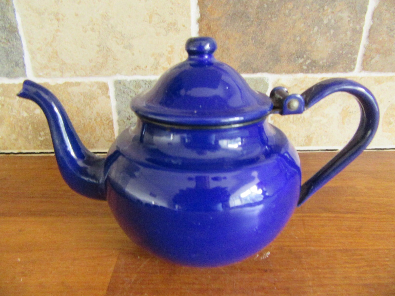 VINTAGE ENAMEL SMALL TEAPOT BLUE MADE IN YUGOSLAVIA eBay