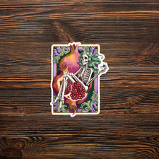 Colorful Skeleton Sticker Decal - Pomegranate Seeds Fruit Skull Art Decor Gift