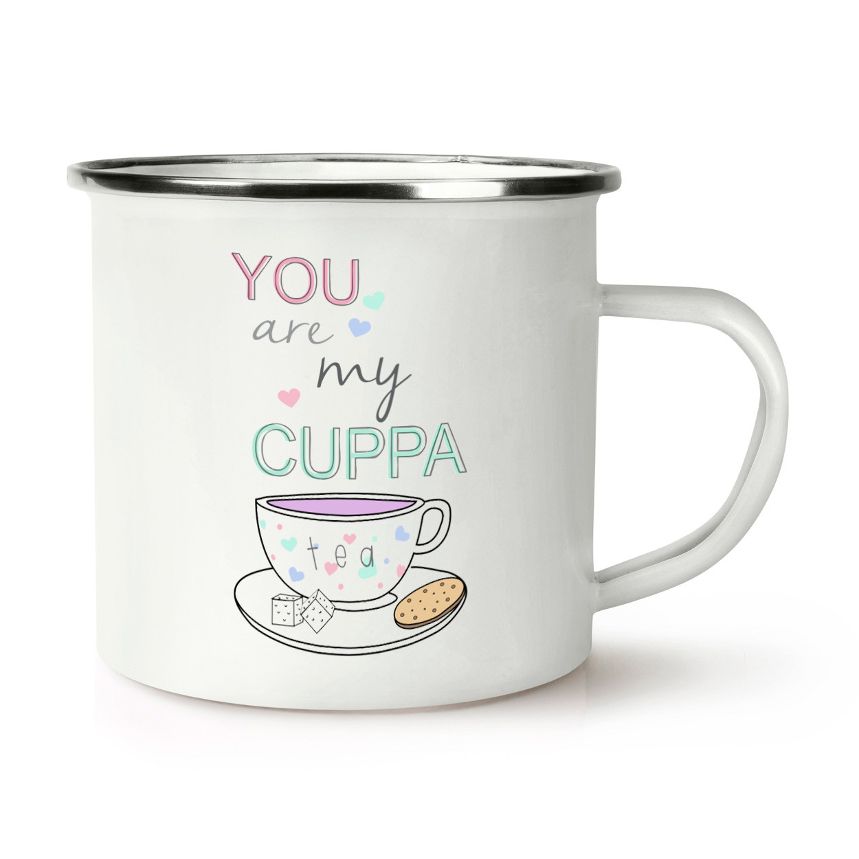 You Are My Cuppa Tea Quote Retro Enamel Mug Cup - Funny Valentines Day