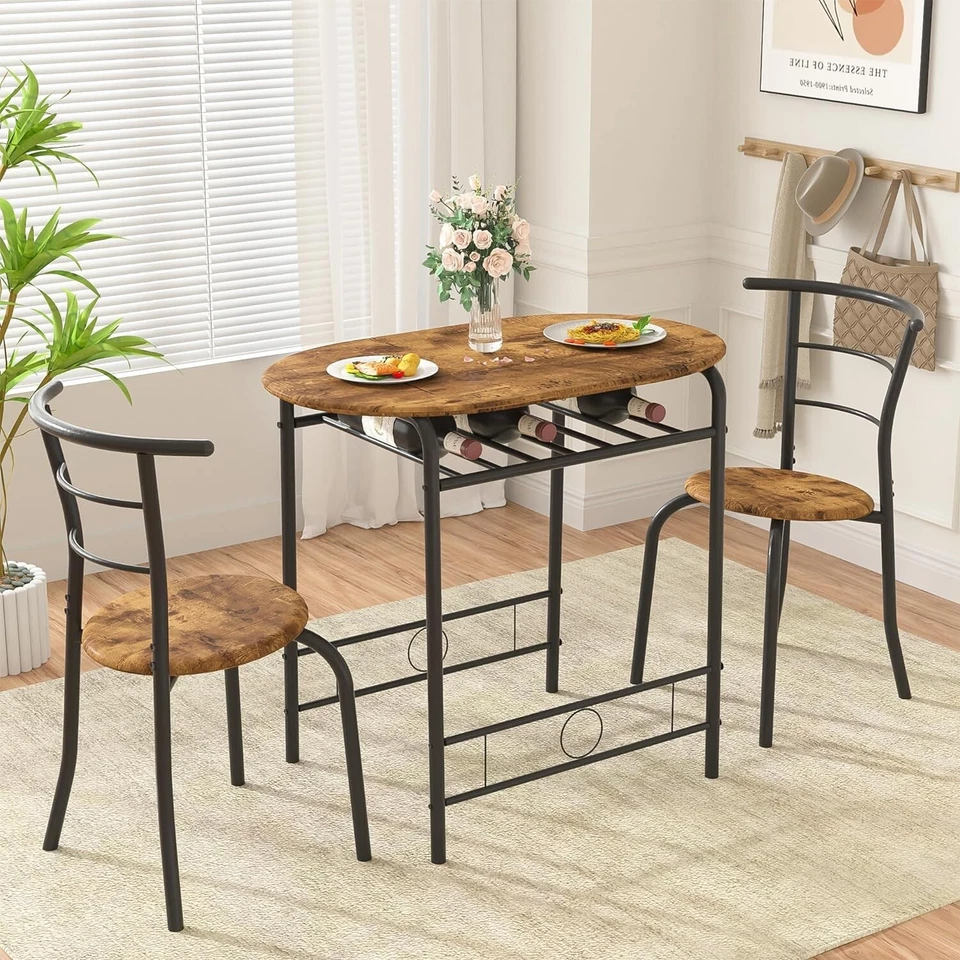 Compact Wood Grain Dining Table Set for Small Spaces - Easy Assembly, 31.5" - Image 3 of 4