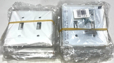 (25) Mulberry White Metal 2-Gang Toggle Switch Cover Wallplate Switchplate 86702
