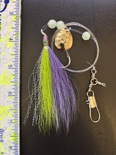 CHARTREUSE / LAVENDER FLUKE FLOUNDER / SEA BASS RIG - 4/0 OCTOPUS HOOK