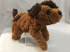DAKIN 13" DOG PUPPY Laying Spot Two Tone Brown Plush Stuffed