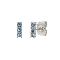 Ixxxi Ohrstecker Triple Stone Blue Silber
