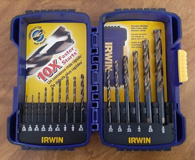  IRWIN 15 PIECE TURBOMAX DRILL BIT SET DRILLS STEEL WOOD PLASTIC 318015