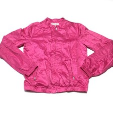 Vintage Tommy Hilfiger Girls Size XL Full Zip Front Jacket Pockets Pink Crinkled