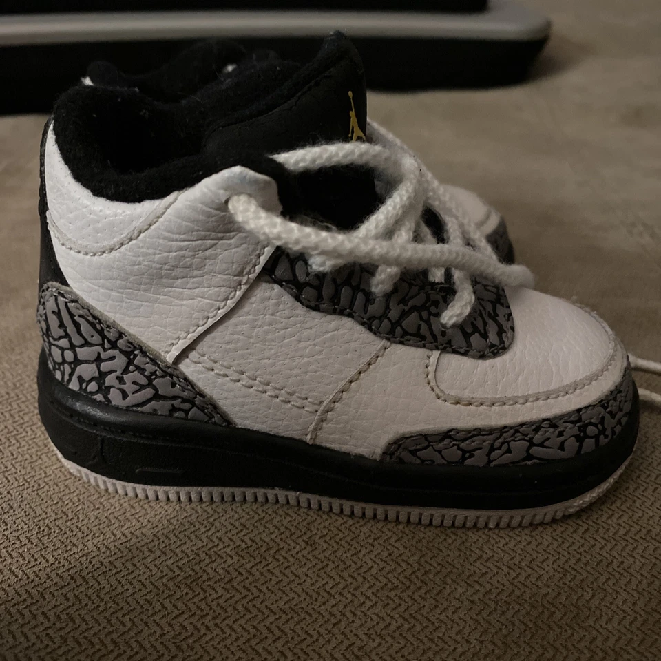 Nike Air Jordan Fusion AJF 3 '08 Niño Bebé TD 4C Blanco/Cemento 323949-101 Foto 4 de 4