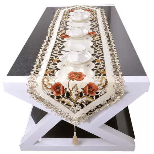Mesa de comedor de encaje floral bordada alfombra tapetes boda fiesta decoración del hogar - Imagen 25 de 50
