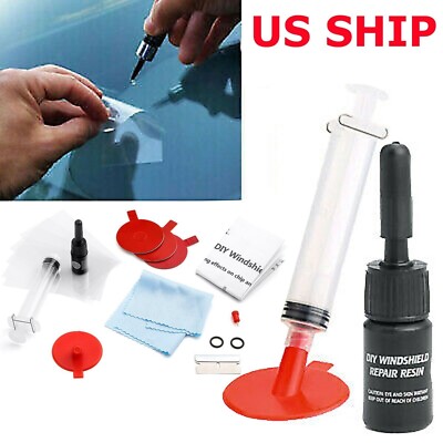 US Glass Windshield Repair Tool Kit Fix Car Wind Glass Windscreen Chip Crack