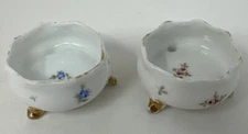 Tiny, Footed Porcelain Open Salt Dip, Cellar, Dish 1.5" Antique
