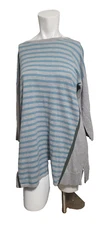 LOGO Lori Goldstein XS Tunic Top striped stretch colorblock boat neck cashemere