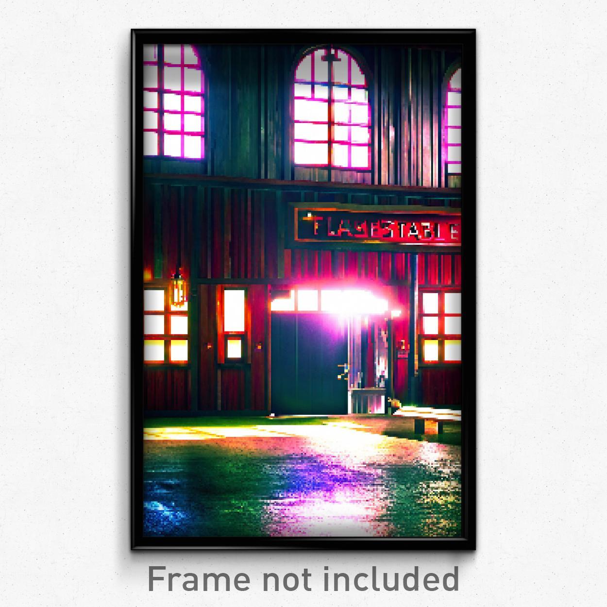 Pixel Art Poster - Flashy Stable (8 Bit Psychedelic Trippy Video Game Print)