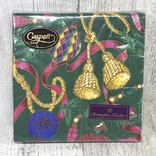 Caspari Christopher Radko Christmas Triple Ply Cocktail Napkins 20ct Green