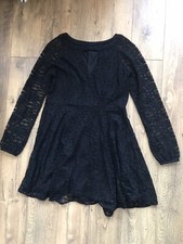 Boohoo Black Lace Floral Dress Size 18