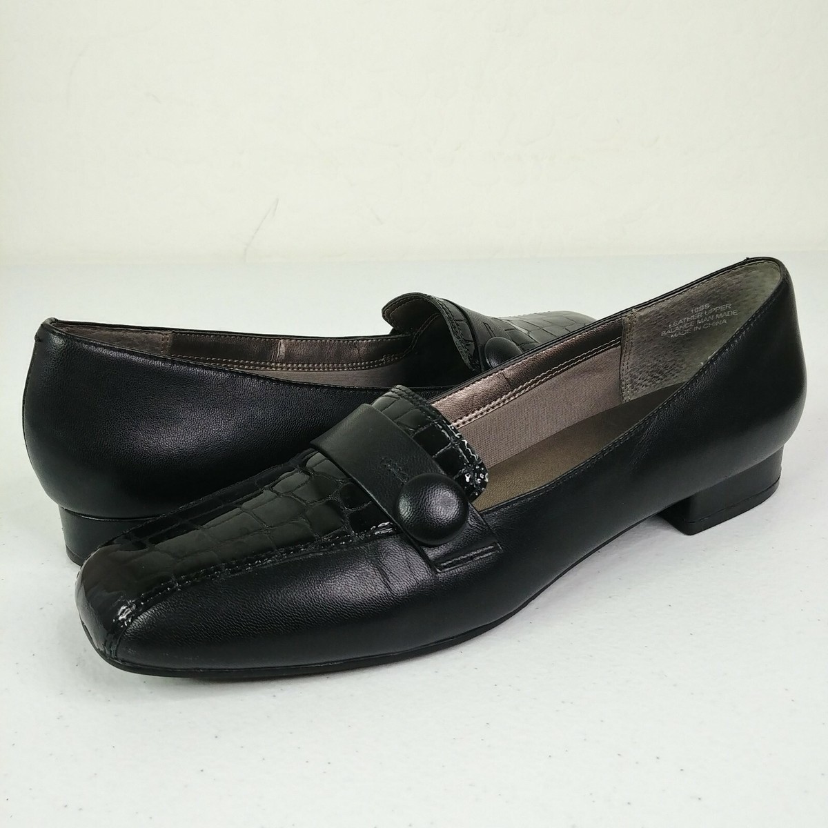 David Tate Womens Leather Loafers Size 10 SS (Slim) Slip-Ons In Black