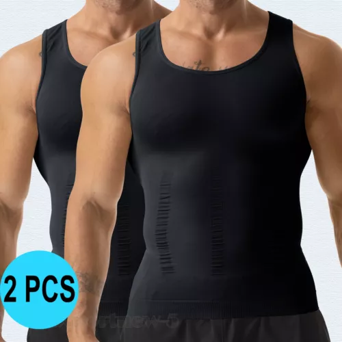 T-shirt canotta da uomo body shaper ventre compressione petto cintura - Foto 25 di 29