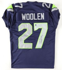 Tariq Woolen SIGNED #27 Seattle Seahawks blue XL custom jersey w/ Beckett Holo