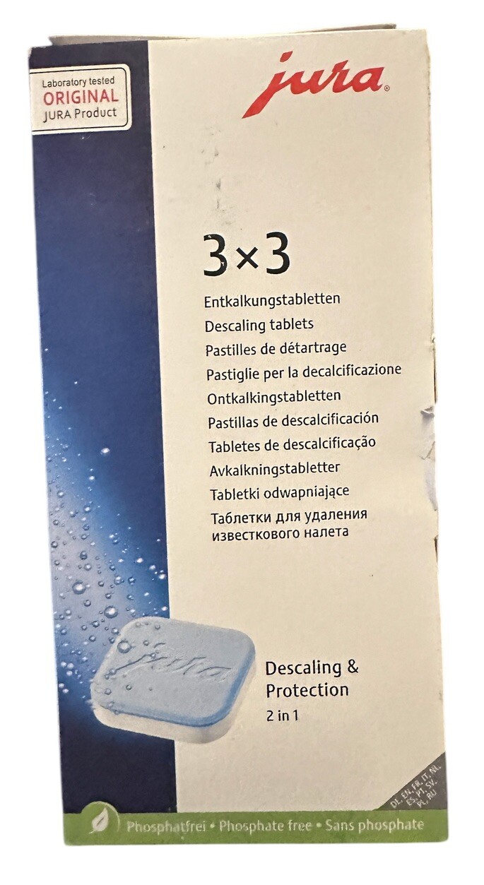 JURA 3x3  Decalcifying Descaling and Protection Pack of 9 Tablets New
