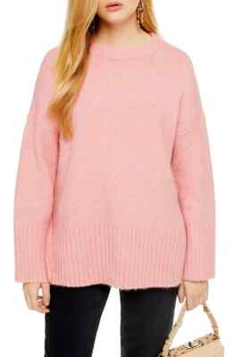 TOPSHOP Size:LARGE 8-10 Supersoft Deep Hem Crewneck Sweater Color:Pink 