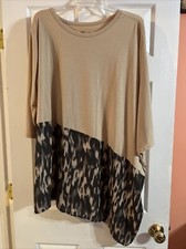 Diane Gilman TShirt Dress Casual Beige Women's Size 2XL