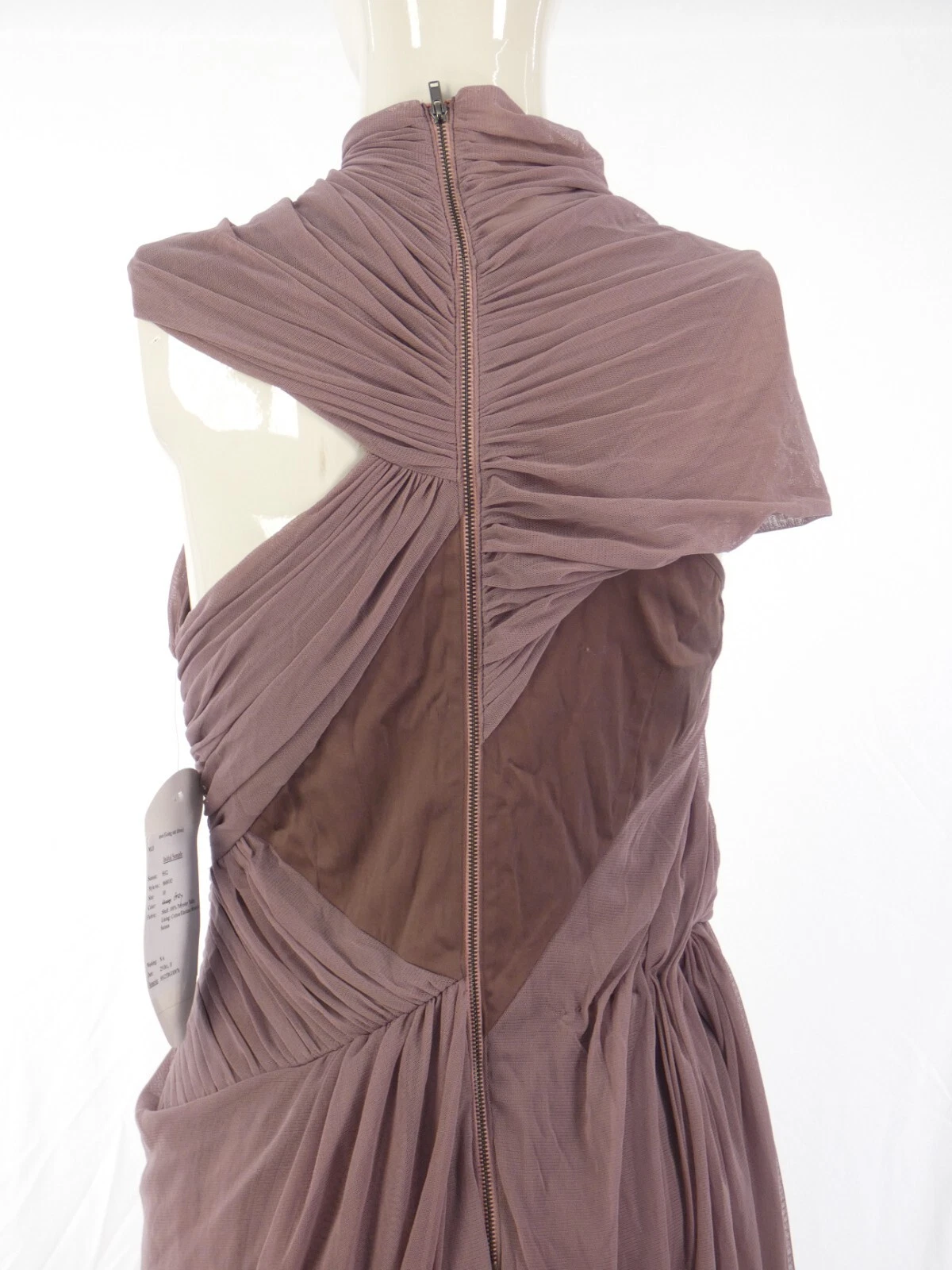 ALEXANDER WANG Abito Asos rete drappeggiato rosa scuro asimmetrico riunito festa matrimonio insolito UK10