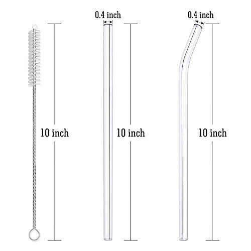 8 Stück Wiederverwendbare Glas Trinkhalme 10"x10mm Smoothie Strohhalme für Milchshakes - Bild 7 von 7