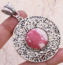 Red Mosaic 925 Silver Plated Handmade Pendant of 2.2"