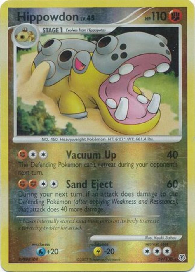 Pokemon - Hippowdon - 29/130 - Rare - Reverse Holo - Diamond and Pearl - LP