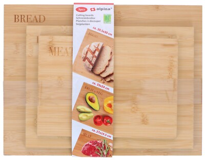 Massivholz Schneidebretter 3er Set Bambus Schneiden Serviertablett Brot Obst Fleisch