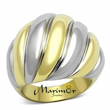 Two Toned IP Stainless Steel Dome Fashion Ring Women's Size 5-10