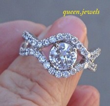 Round Cut 2.85CT Lab-Created Diamond 14K White Gold Over Engagement Wedding Ring