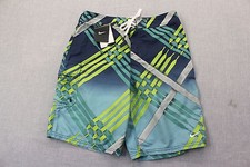 NIKE LOGO Mens RECYCLED GRIND TRIMS BLUE GREEN SWIM BOARD SHORTS NWT M 30  52