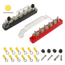12V Bus Bar 6 X 1/4”(M6) Post, 12 Volt Battery Power Distribution Block