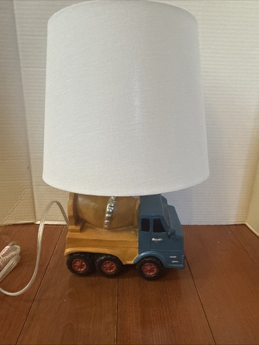 Kids Room Cement Truck Bedside Table Lamp W/ Shade