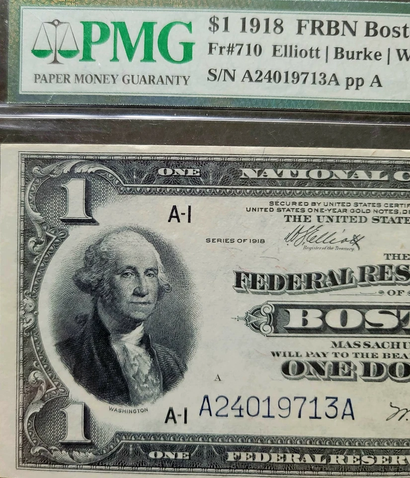 1918 $1 Large Size Note - FRBN (BOSTON) - 64 EPQ Choice Uncirculated - Image 2 of 4