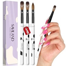 3Pcs Acrylic Nail Brush Set, Size 8/10/14 Kolinsky Acrylic Nail Brushes for Acry