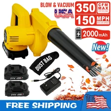 Cordless Leaf Blower 350 CFM Handheld Electric Dust Vacuum with 2 Batteries 21V