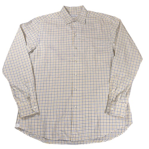 Loro Piana, Loro Piana Mens XL Cotton Check Button Down Shirt Yellow Blue Made in Italy