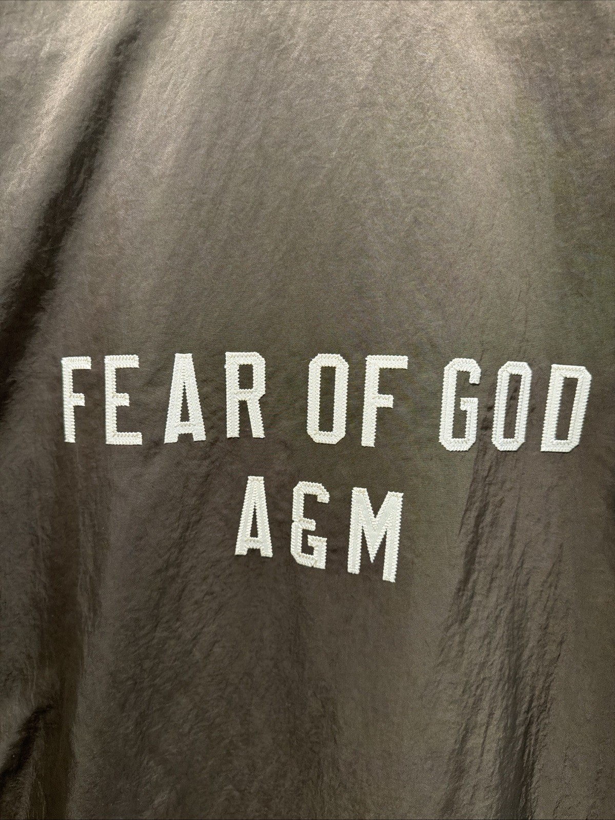 Brand NWT Fear Of God ESSENTIALS Brown Textured Nylon Trench Coat Size Small - second product detail image