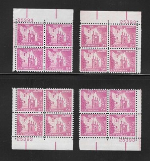 U.S. MNH 1956 NINE CENT ALAMO MATCHED SET OF PLATE BLOCKS SCOTT 1043