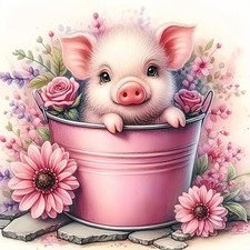 Diamond Art Kits for Adults,Cute Pig 5D Diamond Painting Kits Dots for Adults...
